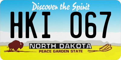 ND license plate HKI067