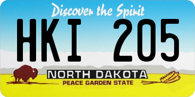 ND license plate HKI205