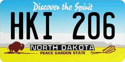 ND license plate HKI206