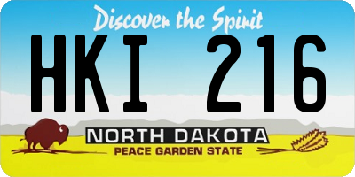 ND license plate HKI216