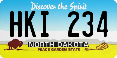 ND license plate HKI234