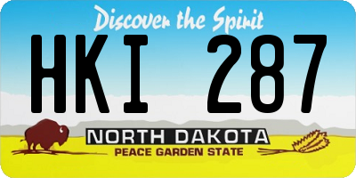 ND license plate HKI287