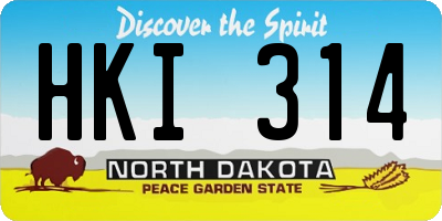 ND license plate HKI314