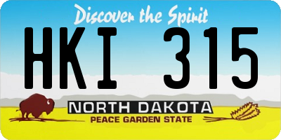 ND license plate HKI315