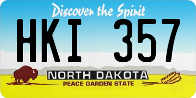 ND license plate HKI357