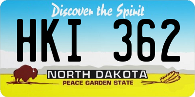 ND license plate HKI362