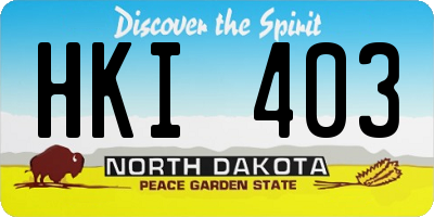 ND license plate HKI403