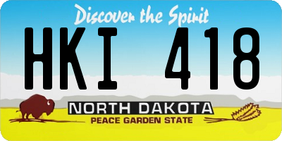 ND license plate HKI418