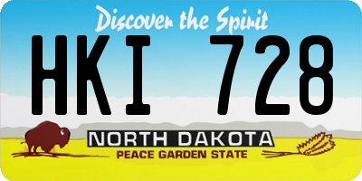 ND license plate HKI728