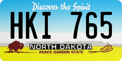 ND license plate HKI765