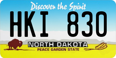 ND license plate HKI830