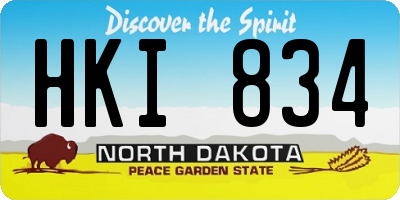 ND license plate HKI834