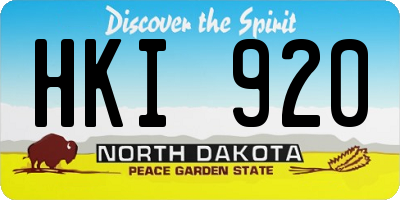 ND license plate HKI920