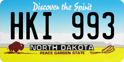 ND license plate HKI993