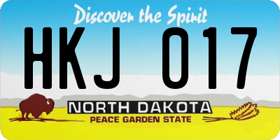 ND license plate HKJ017