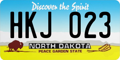 ND license plate HKJ023