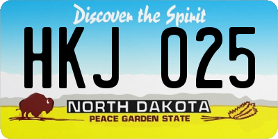 ND license plate HKJ025