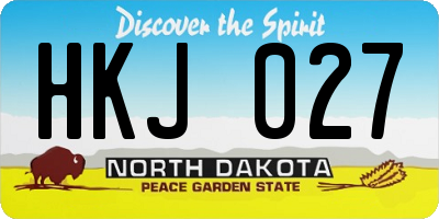 ND license plate HKJ027