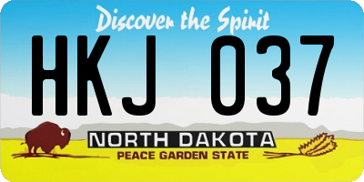 ND license plate HKJ037