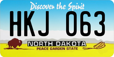 ND license plate HKJ063