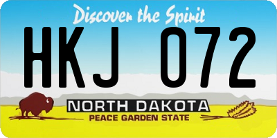 ND license plate HKJ072