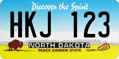 ND license plate HKJ123