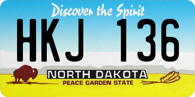ND license plate HKJ136