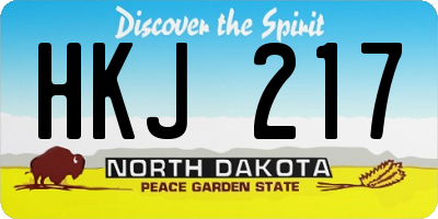 ND license plate HKJ217