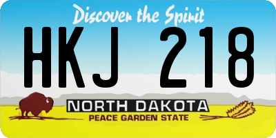 ND license plate HKJ218