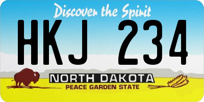 ND license plate HKJ234