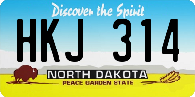ND license plate HKJ314