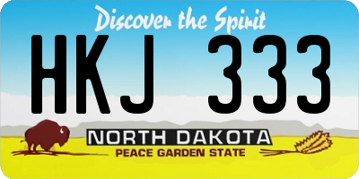 ND license plate HKJ333