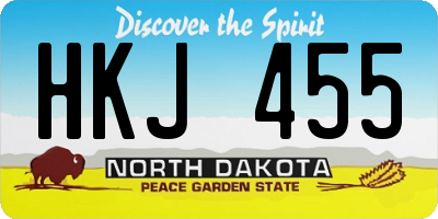 ND license plate HKJ455