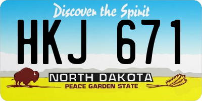 ND license plate HKJ671