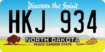 ND license plate HKJ934