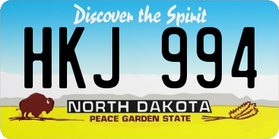 ND license plate HKJ994