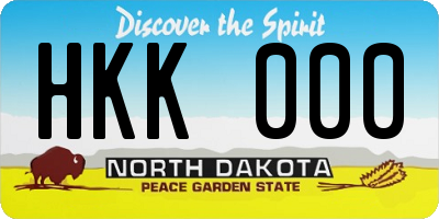 ND license plate HKK000