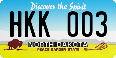 ND license plate HKK003