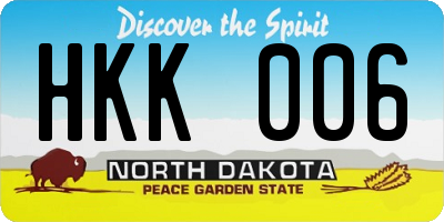 ND license plate HKK006