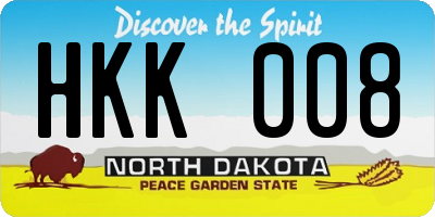 ND license plate HKK008