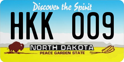 ND license plate HKK009