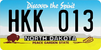 ND license plate HKK013