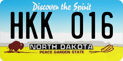 ND license plate HKK016