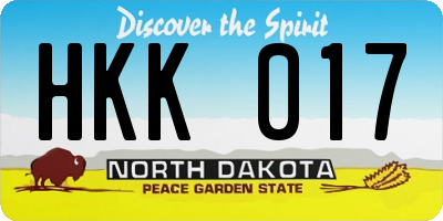 ND license plate HKK017