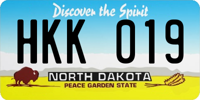 ND license plate HKK019