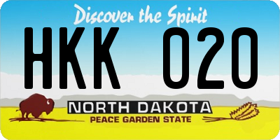 ND license plate HKK020