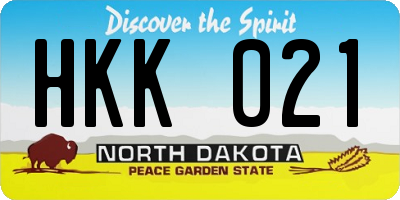 ND license plate HKK021