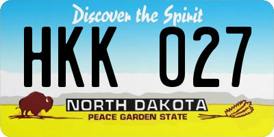 ND license plate HKK027