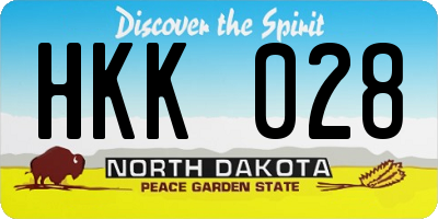 ND license plate HKK028