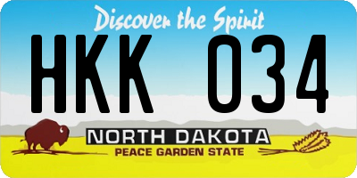 ND license plate HKK034